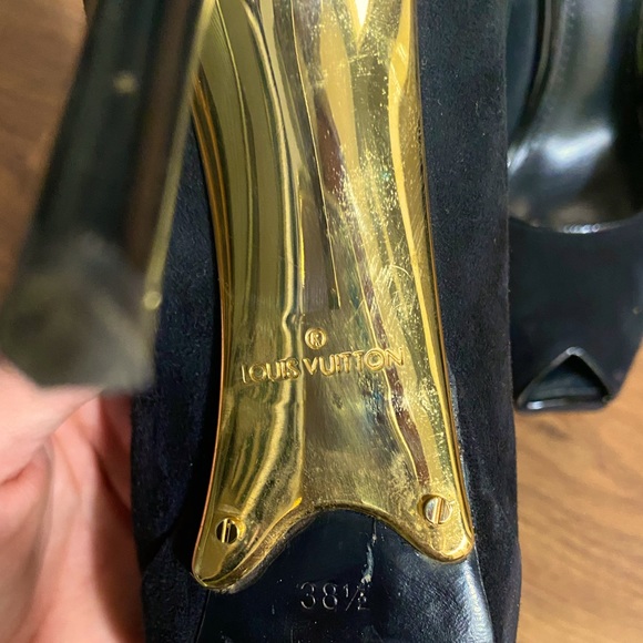 Louis Vuitton black suede open toe platform feels size 38.5 - Picture 5 of 7